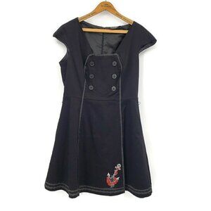 Living Dead Souls Black Sailor Dress Womens XXL Nautical Anchor Tattoo
